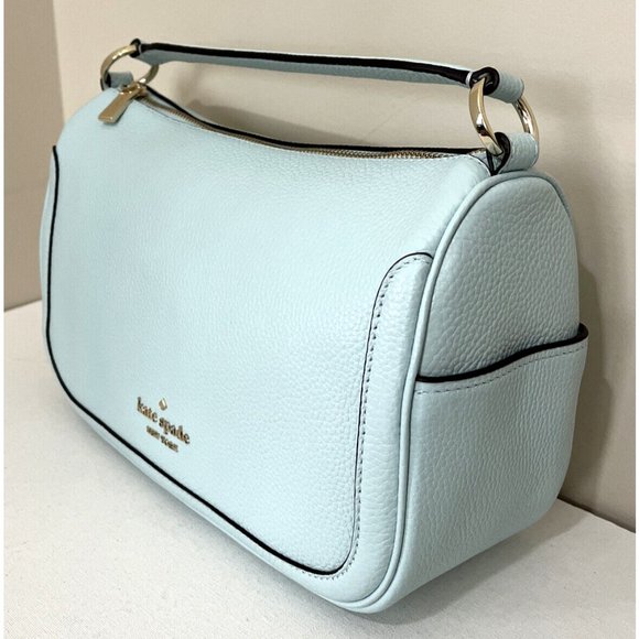 New Kate Spade Smoosh Satchel Crossbody Leather Blue Glow - Picture 3 of 6